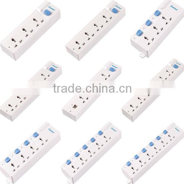 Multi way European Standard electrical power strip sockets with single switch