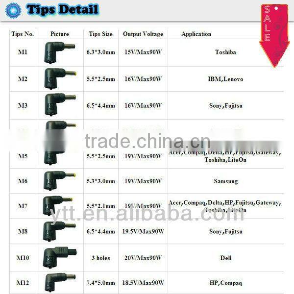 High selling 90w universal power notebook adaptor for car/home use