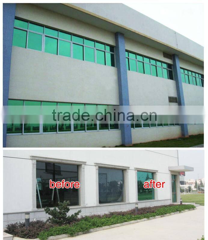 UV light rejected green and silver window treatment glass film