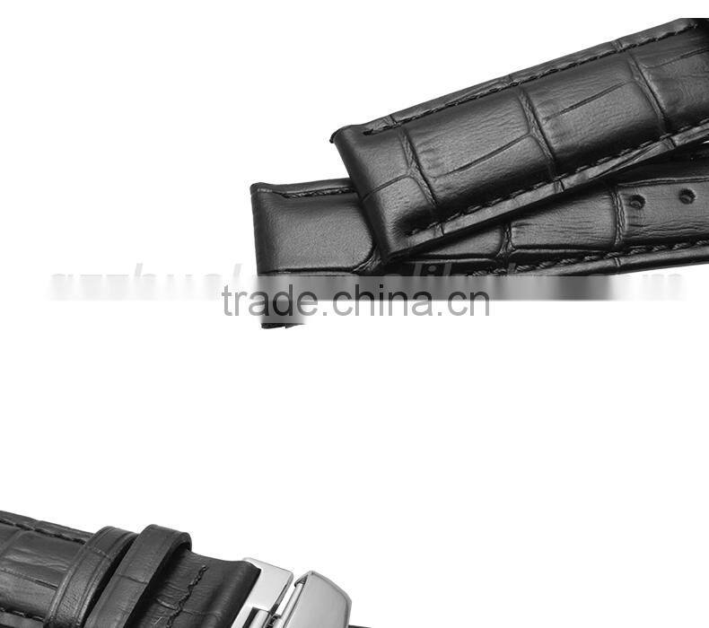 Durable Genuine Cowhide Leather Deployant Watch Band Strap Buckle leather strap Watch 19mm