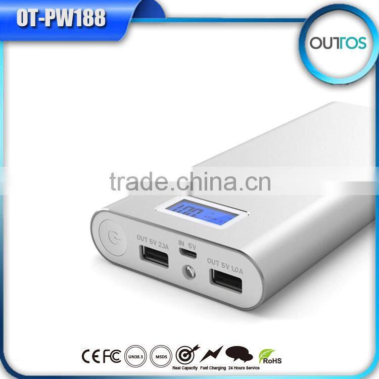 16000mah dual usb portable mobile power bank with LCD screen