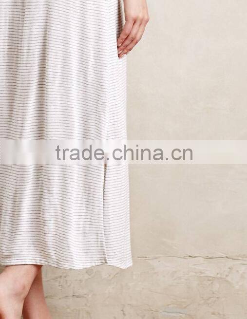 Wholesale OEM Spring Winter Cotton Spandex Long Sleeves Elder Women Pink Sleep Nightgown