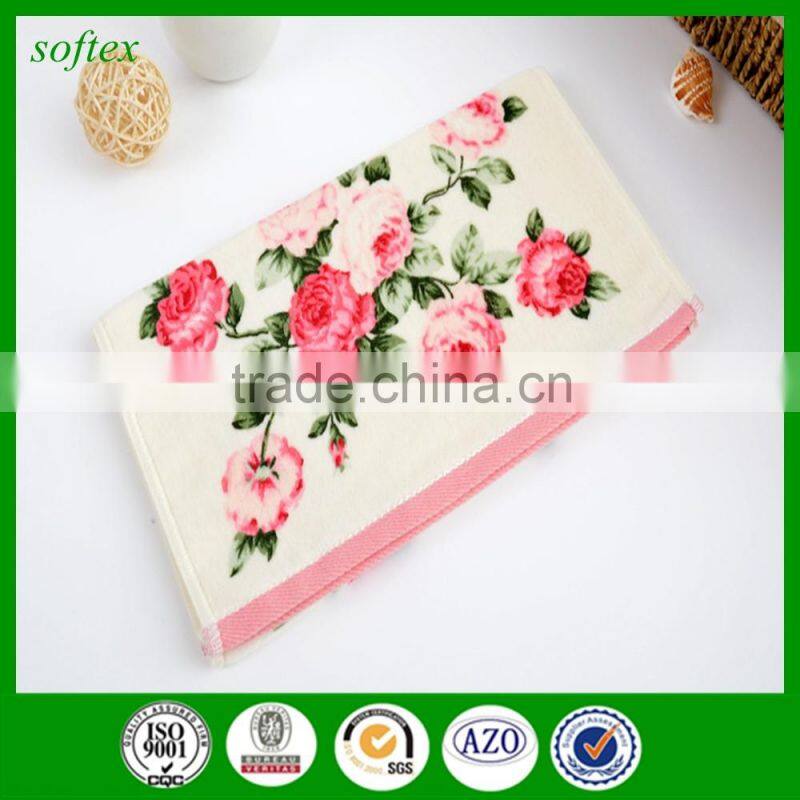 wholesale 100g oem cotton flowers Peony printed velour towels