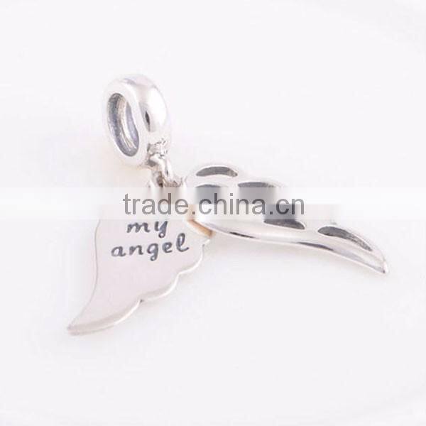 European bracelet silver charms angel wings charm
