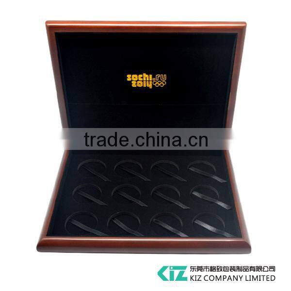 High Quality Wooden Coin Box,Medal Box for 12 Coins,Medals