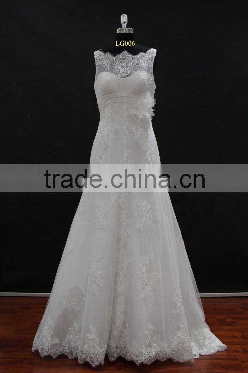 2016 new french lace small A-line wedding dress with hand-made flower