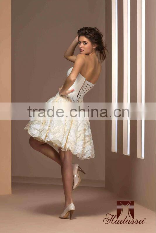 French designe Mini / Short Wedding Dress / Gown Crystal Beading