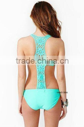 black extreme crochet monokini swimwear