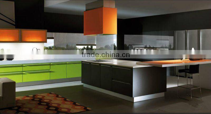 Modern lacquer kitchen cabinet with black high gloss lacquer