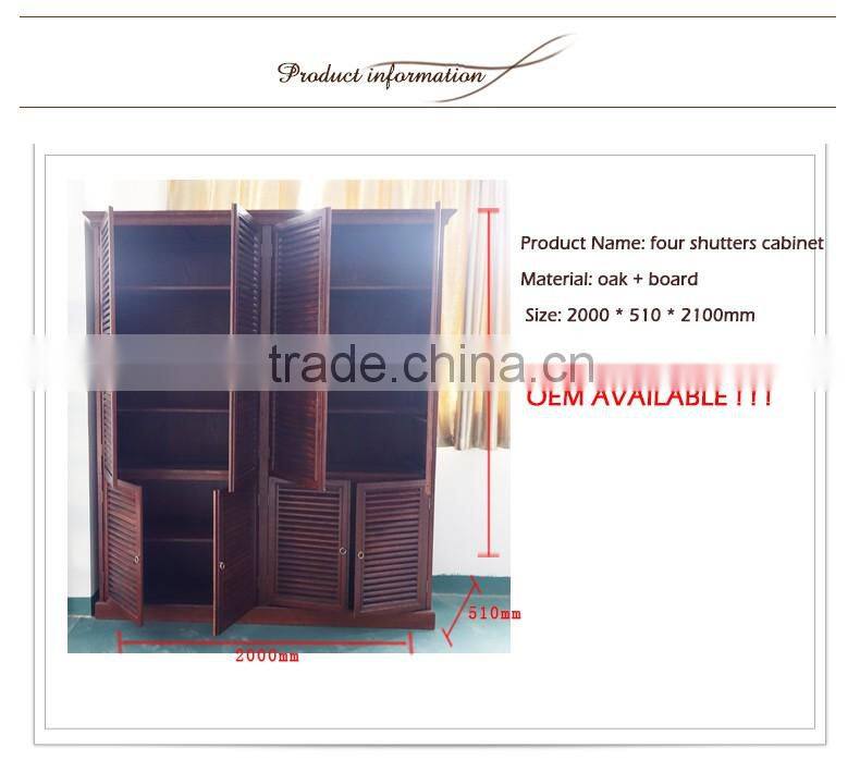 Solid Wooden Design Four Shutters Cabinet Oak Wall Wardrobes Bedroom