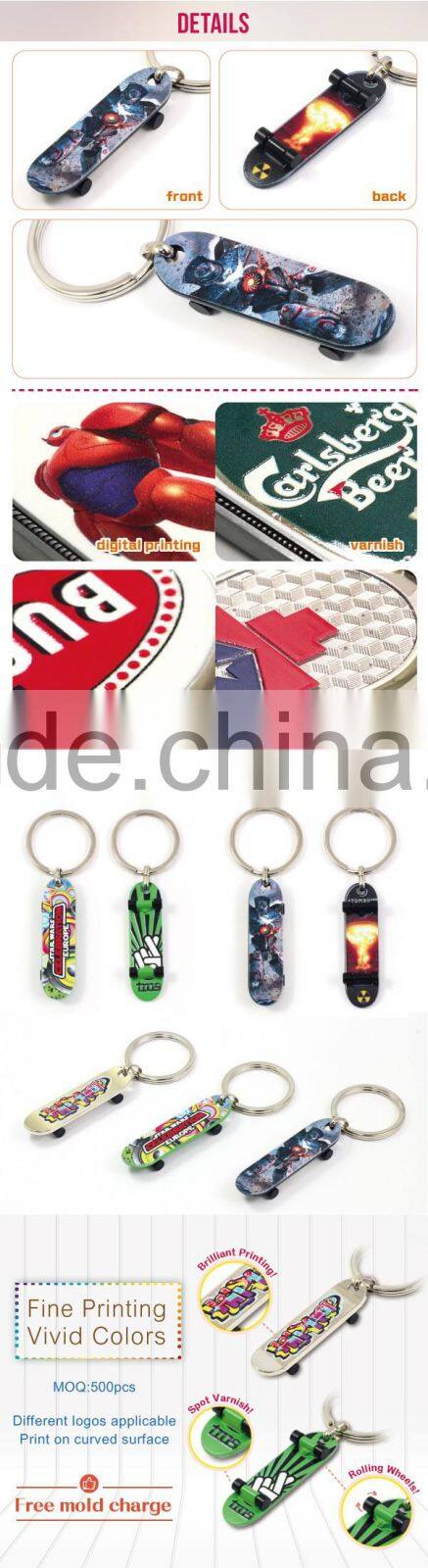 China Supplier custom two sided printing metal promo skateboard