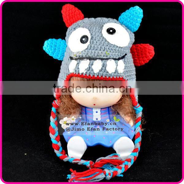 knitted animal handmade beanies caps baby photo prop crochet monster hat