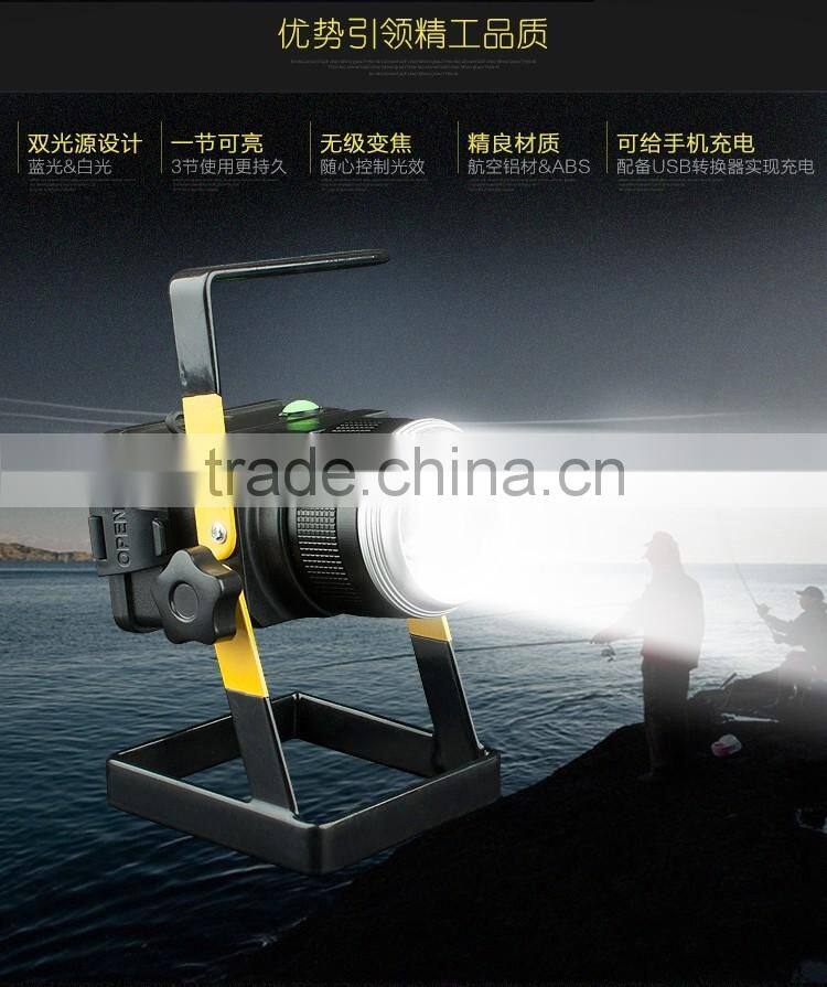 2016 new designed T6 LED rechargeable zoom led floodlight camping lights