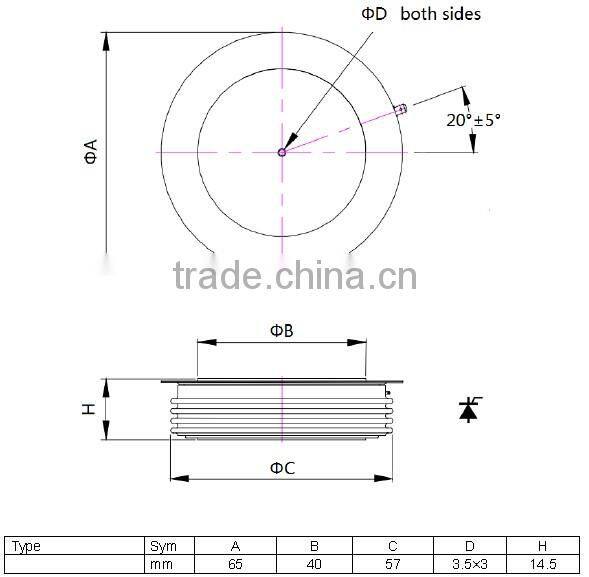 All Diffused Structure thyristor KP1000A1800V
