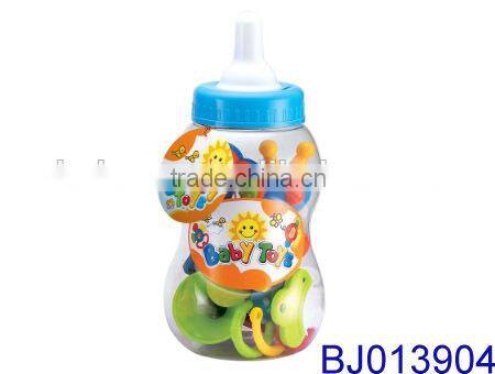 Funny gift for baby lovely bear bottle with infant rattles and teether