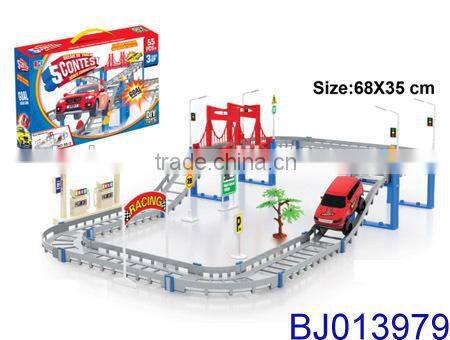 Hot new high speed electric plastic rail car toy slot car set toy