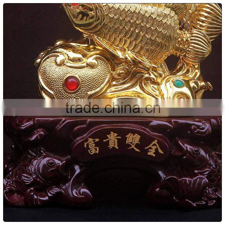 24k Golden color Chinese Luckly fengshui fish ,fish statue