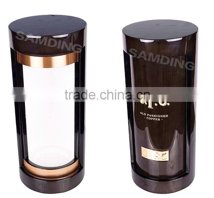 professional OEM wooden wine boxes wholesale beautiful round tube wine gift box