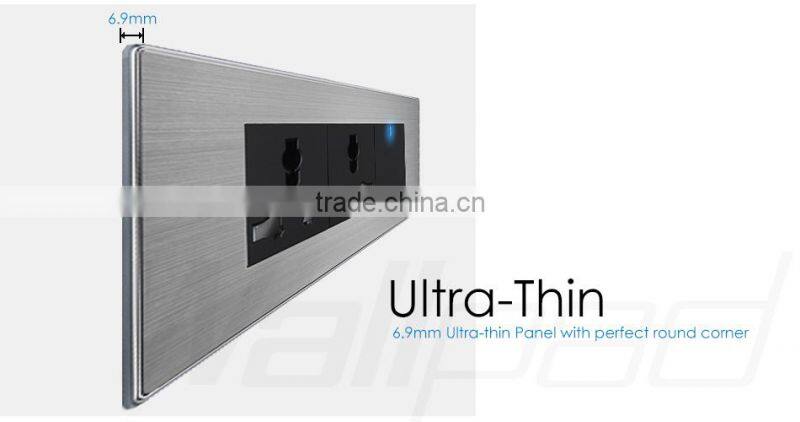2015 Hot Sale Wallpad Push Button Random Click Switch Led Indicator 16A 110~250V Luxury Wall Light Switch 2 Gang 2 Way