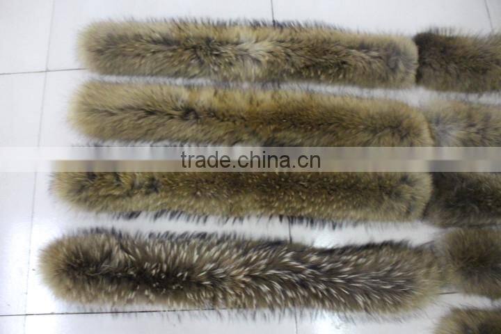 Wholesale natural Raccoon Fur Collar Coat Detachable /Scarf 80cm*17cm