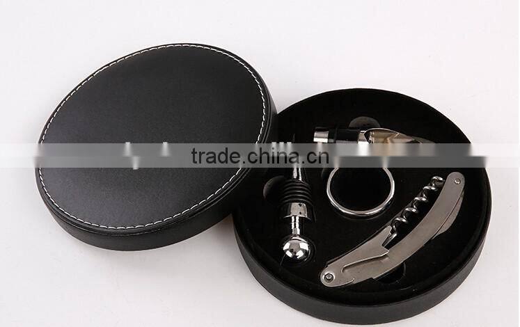 Promotional New Design Custom Leather Box wine box wine opener gift sets