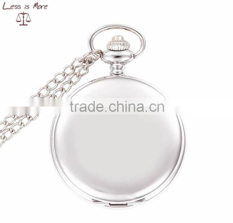 wholesale elegant glossy glod silver and black pocket watch necklace