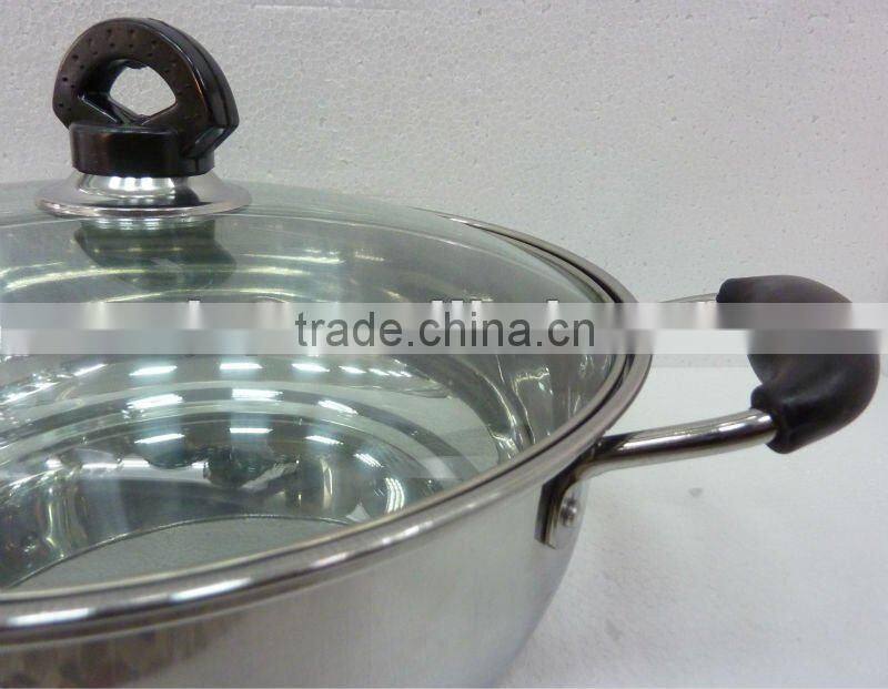 Stainelss Steel Cookwre Hot Pot with Glass Lid