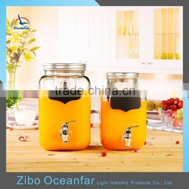 Eco-friendly Glass Wine Dispenser Clear Glass Beverage Dispenser Jar Square Juice Jars With Tap