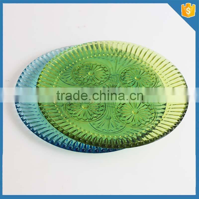 LXHY-015 glass colored vintage dessert plate
