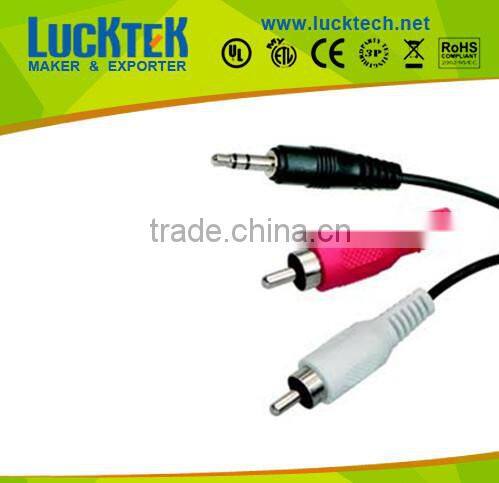 Audio/vedio cable,2RCA Male TO 3.5mm stereo Male cable, high qulity