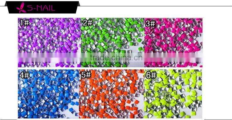 Newest fresh color quare metal nail art decoration, nail art studs,