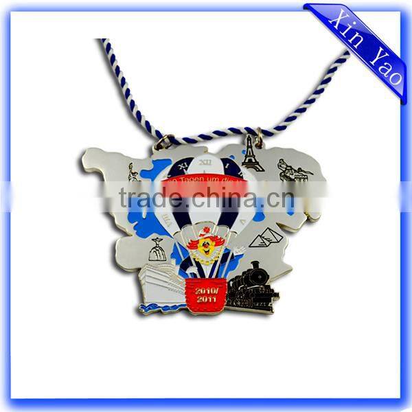 Promotional zinc alloy gold enamel custom shaped medal