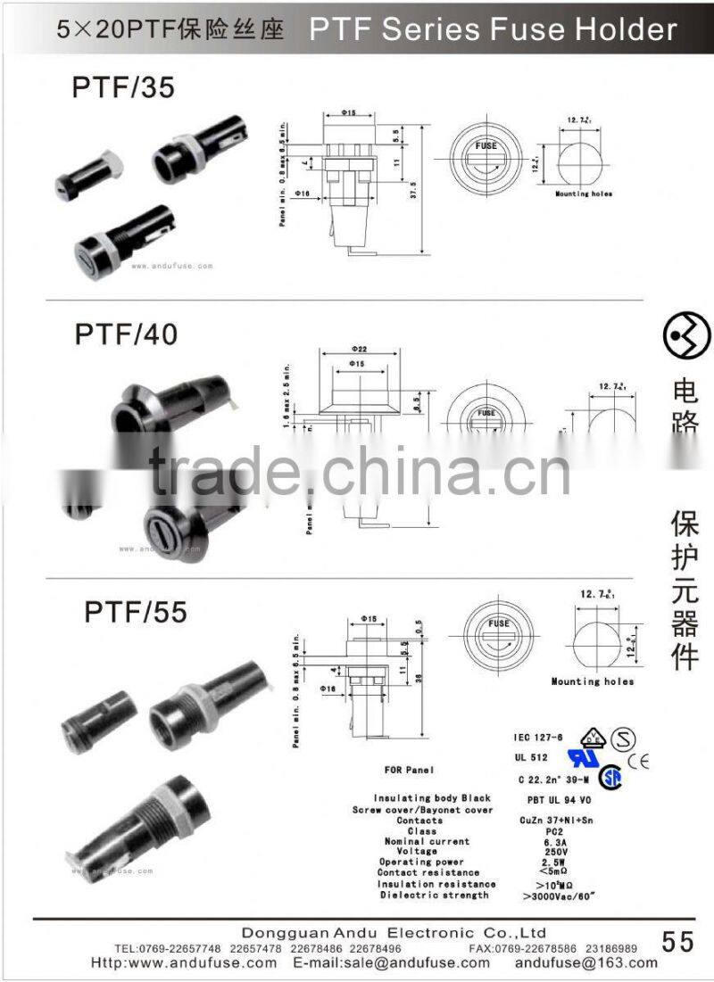 5*20 PTF series fuse holder