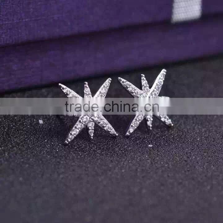 925 Silver Star white zirconia earring jewelry