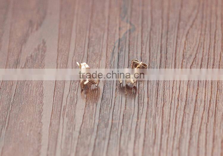 KSTONE 2015 New Fashion Rose Gold Plated Stainless Steel Lovely Moon And Star Stud Earrings