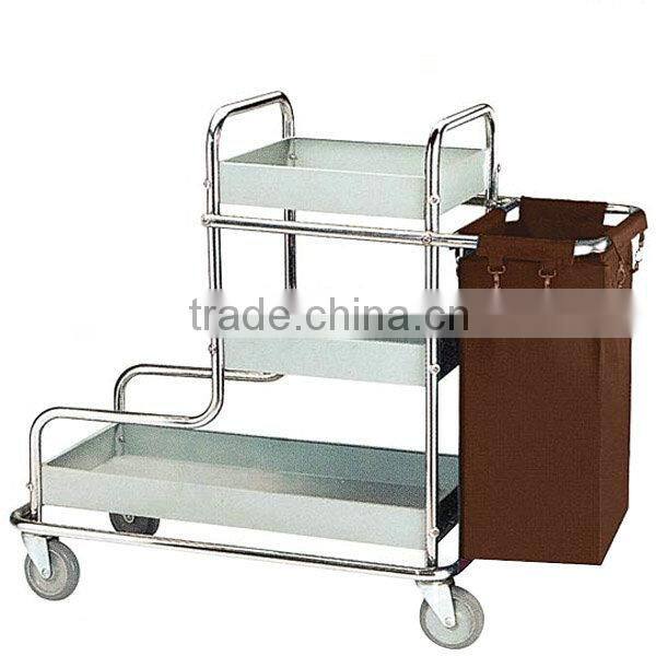 Hot Sell Hotel Plastic 4 Wheels Maid's Janitor Cart/Room Housekeeping Service Cleaning Trolley