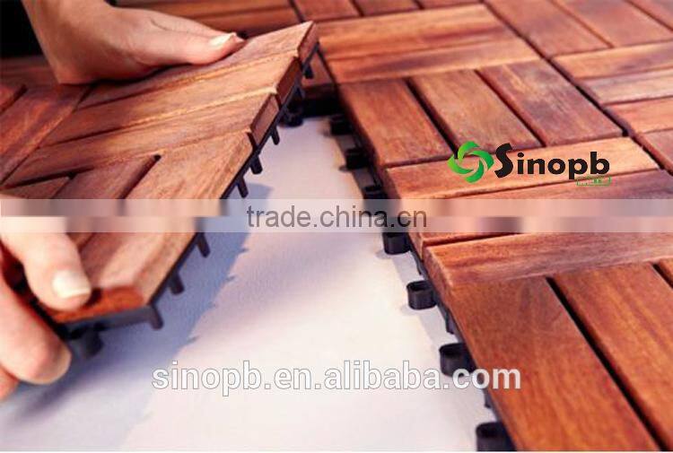 Hot Sale Merbau Wood Slat Tile with Plastic Square Base Bed