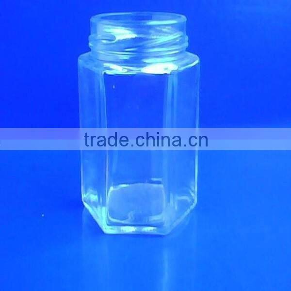 380ml hot-selling six arrises shape honey bee glass jar