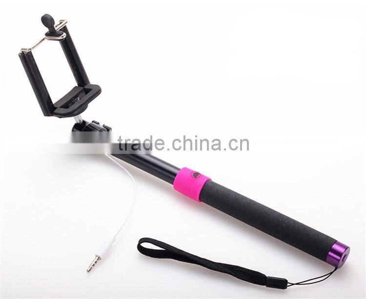 2015 hot product one piece monopod mini selfie stick with cable Z05 selfie monopod for mobile phone
