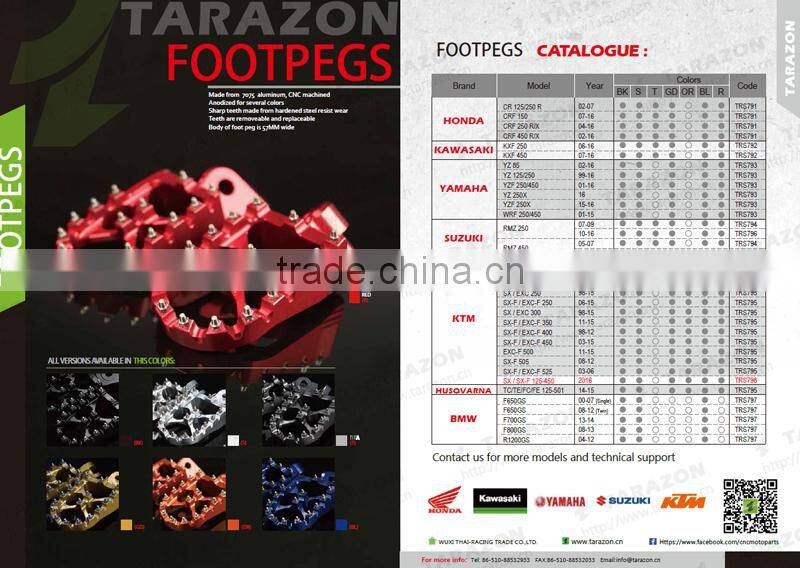 CNC Milled 7075 Aluminum Motorcycle Foot pegs for YZ 250 02-14