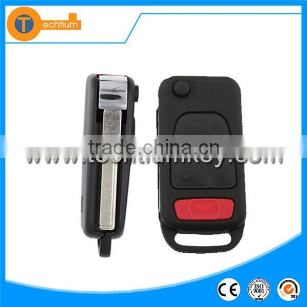 2 + 1 button flip remote key blank case shell fob with Panic button and 2 track blade for Mercedes Benz ML C Class AMG SL E500