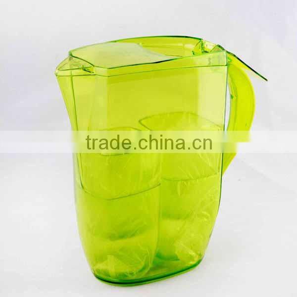 2 L clear drinking water juice pitcher with 4 cups, transparent plastic pitchers