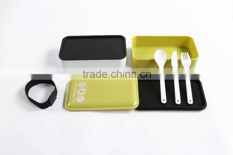business style plastic lunch box bento with cutlery