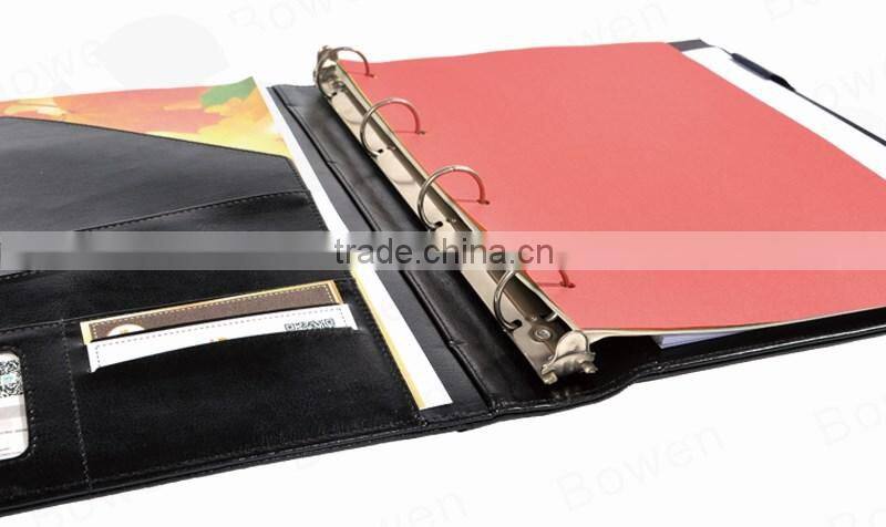 leather folder with card holder&A4 loose leaf folder&document folder