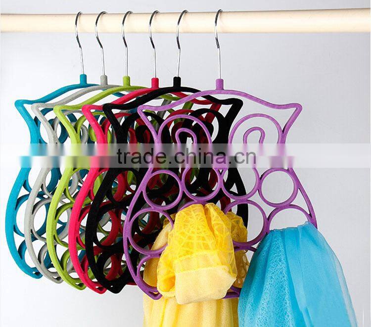 Velvet Flocked Scarf Tie Hanger Oraganizer, Owl Style