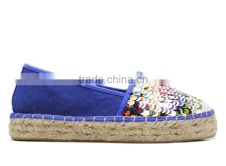 colorful sequins platform jute sole espadrilles fancy fashion shoe women ladies flat loafer shoes espadrille 2016
