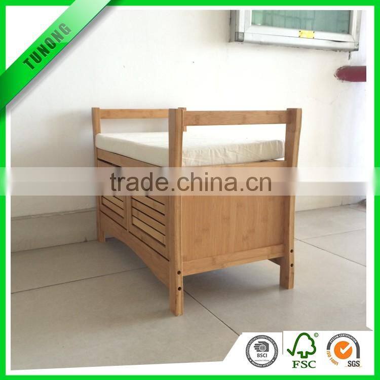 bamboo shoe storage rack bench with white sponge mat