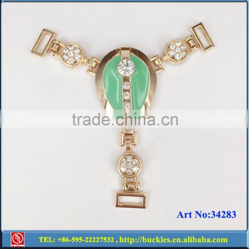 metal shoe buckle trimming with rhinestone for sandal chain