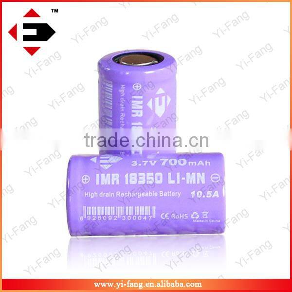 EFAN High drain IMR18350 10.5A 18350 700mah 3.7v LiMn battery flat top recharge battery