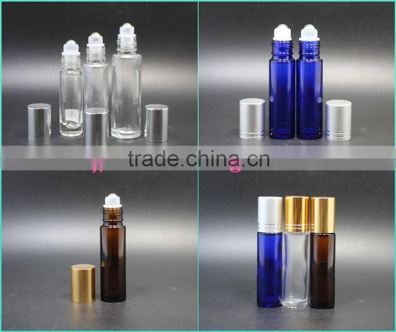 5ml 10ml 15ml clear amber blue glass roll on bottle for perfume